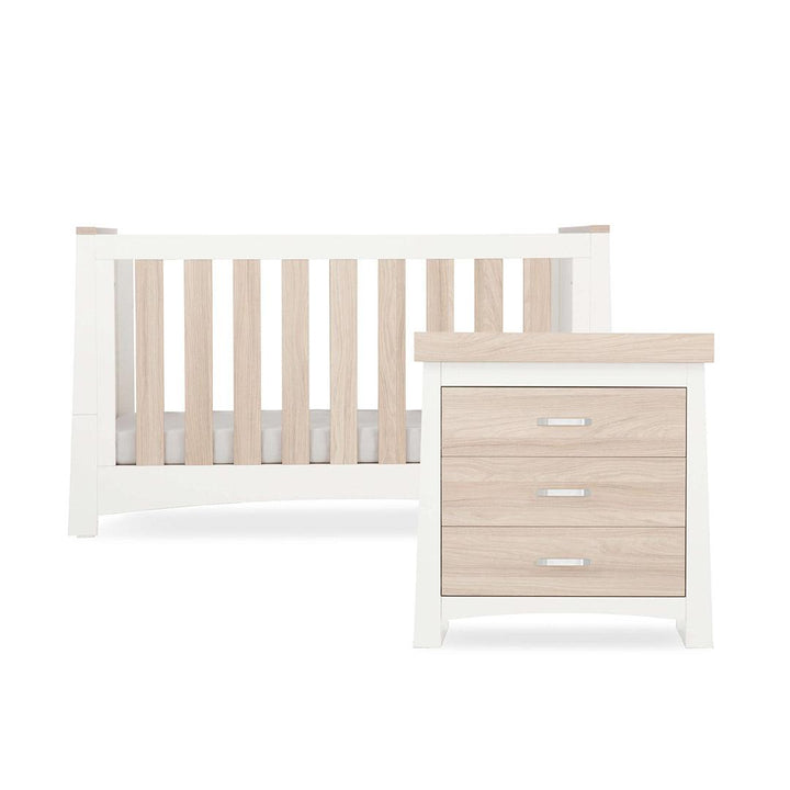 CuddleCo Ada 2 Piece Set 3-Drawer Dresser Cot Bed - White/Ash-Nursery Sets-White/Ash-No Mattress | Natural Baby Shower