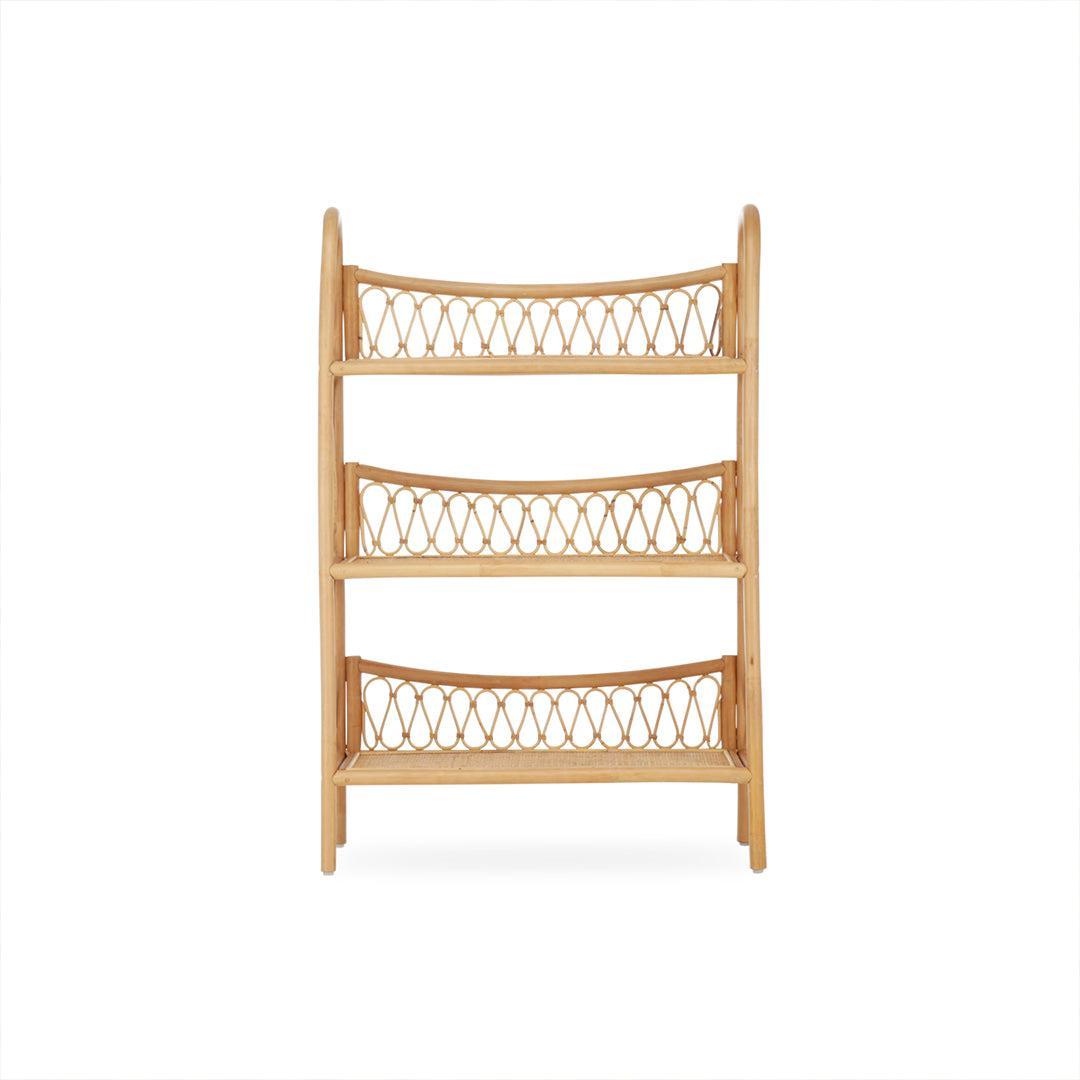CuddleCo Aria 3 Tier Rattan Shelving Unit - Natural-Bookcases-Natural-One Size | Natural Baby Shower