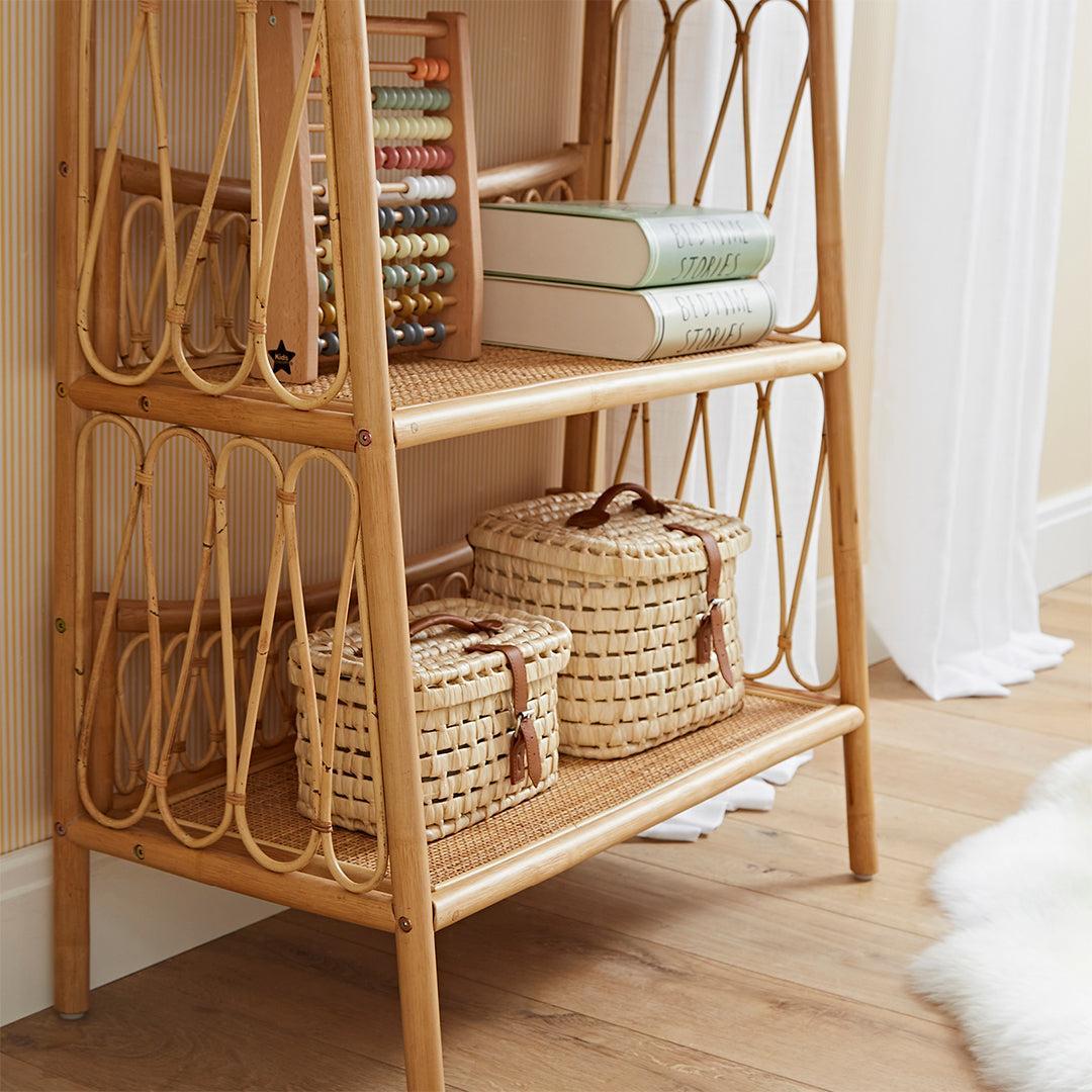 CuddleCo Aria 3 Tier Rattan Shelving Unit - Natural-Bookcases-Natural-One Size | Natural Baby Shower