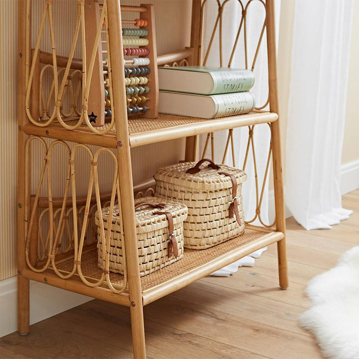 CuddleCo Aria 3 Tier Rattan Shelving Unit - Natural-Bookcases-Natural-One Size | Natural Baby Shower