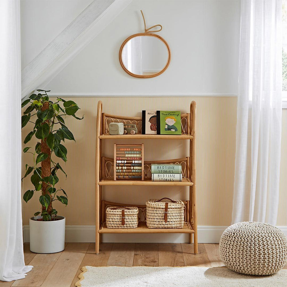 CuddleCo Aria 3 Tier Rattan Shelving Unit - Natural-Bookcases-Natural-One Size | Natural Baby Shower