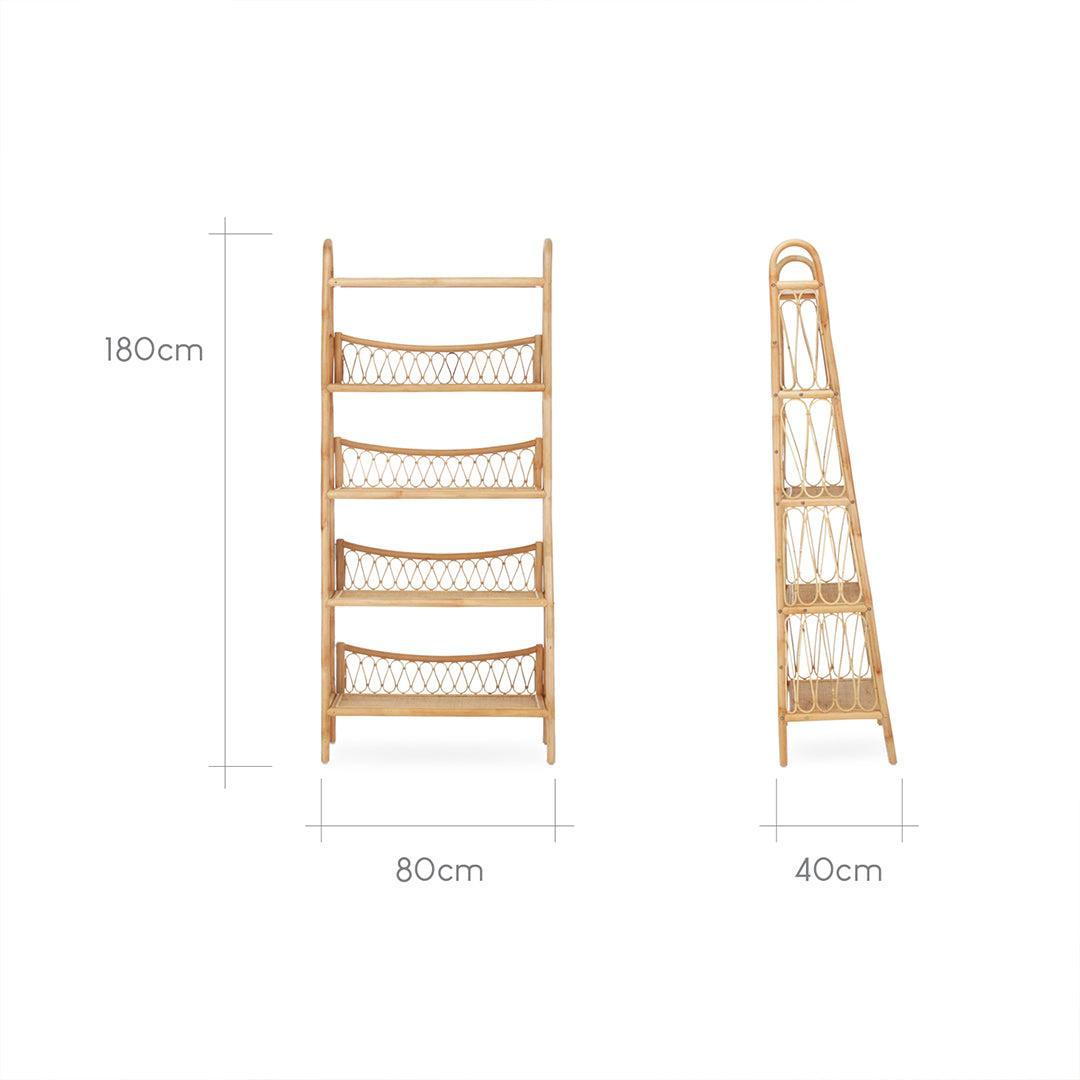 CuddleCo Aria 5 Tier Rattan Shelving Unit - Natural-Bookcases-Natural-One Size | Natural Baby Shower