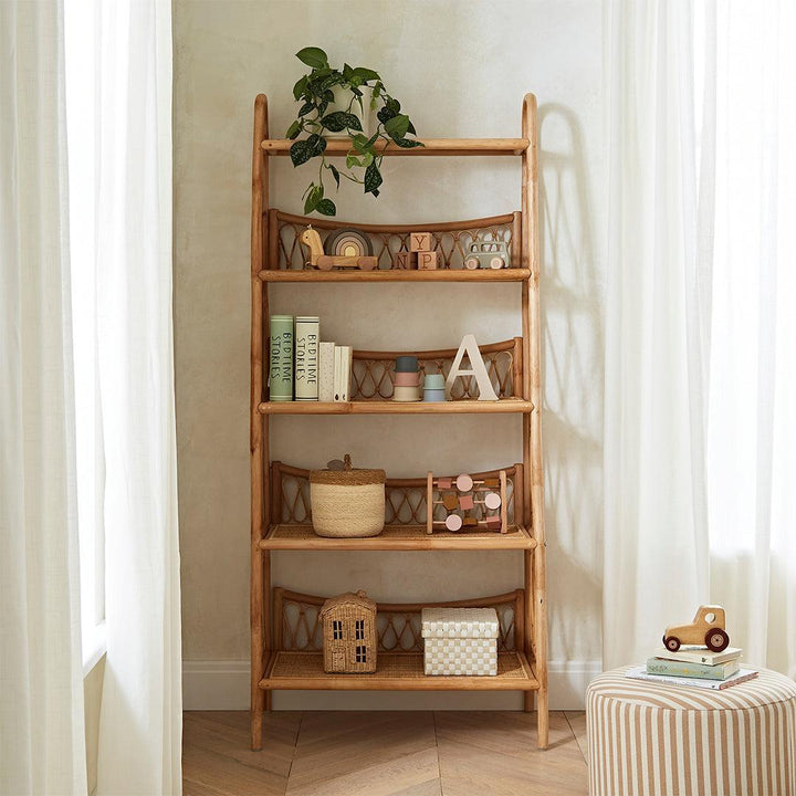 CuddleCo Aria 5 Tier Rattan Shelving Unit - Natural-Bookcases-Natural-One Size | Natural Baby Shower