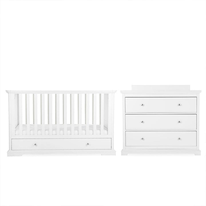 CuddleCo Beaumont 2pc Set - Low Cot Bed - White-Nursery Sets-White- | Natural Baby Shower