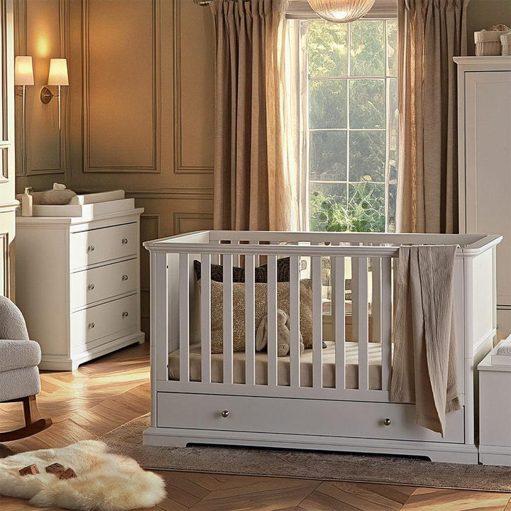 CuddleCo Beaumont 2pc Set - Low Cot Bed - White-Nursery Sets-White- | Natural Baby Shower