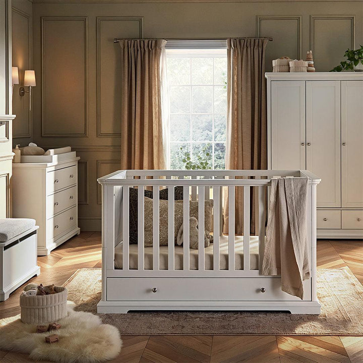 CuddleCo Beaumont 3pc Set - Low Cot Bed - White-Nursery Sets-White- | Natural Baby Shower