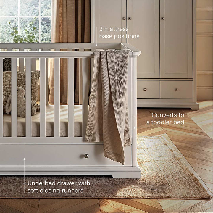 CuddleCo Beaumont Cot Bed - Low - White-Cot Beds-White- | Natural Baby Shower