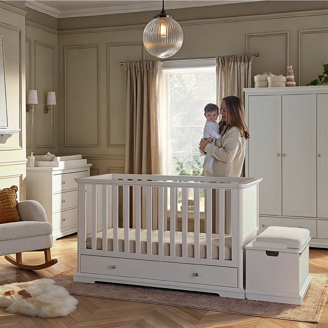 CuddleCo Beaumont Cot Bed - Low - White-Cot Beds-White- | Natural Baby Shower