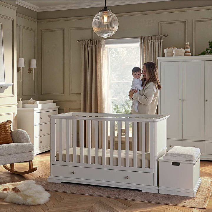 CuddleCo Beaumont Cot Bed - Low - White-Cot Beds-White- | Natural Baby Shower