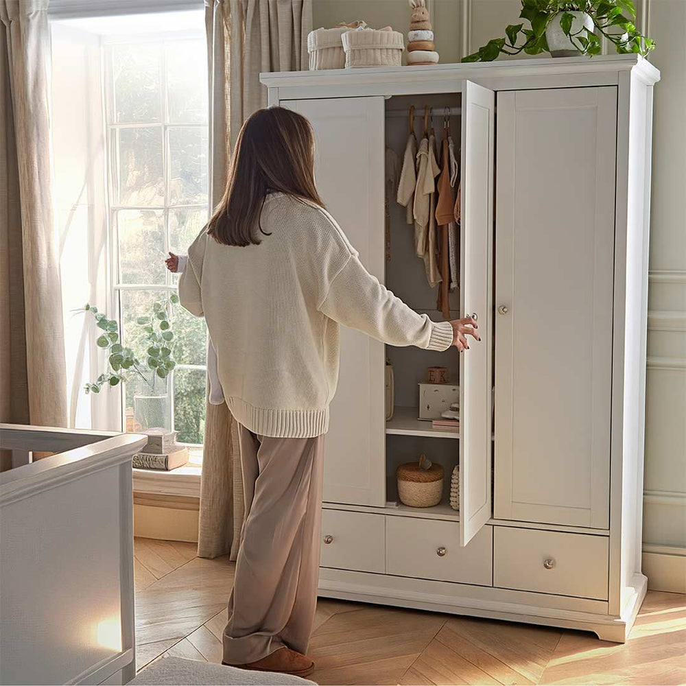 CuddleCo Beaumont Triple Wardrobe - White-Wardrobes-White- | Natural Baby Shower