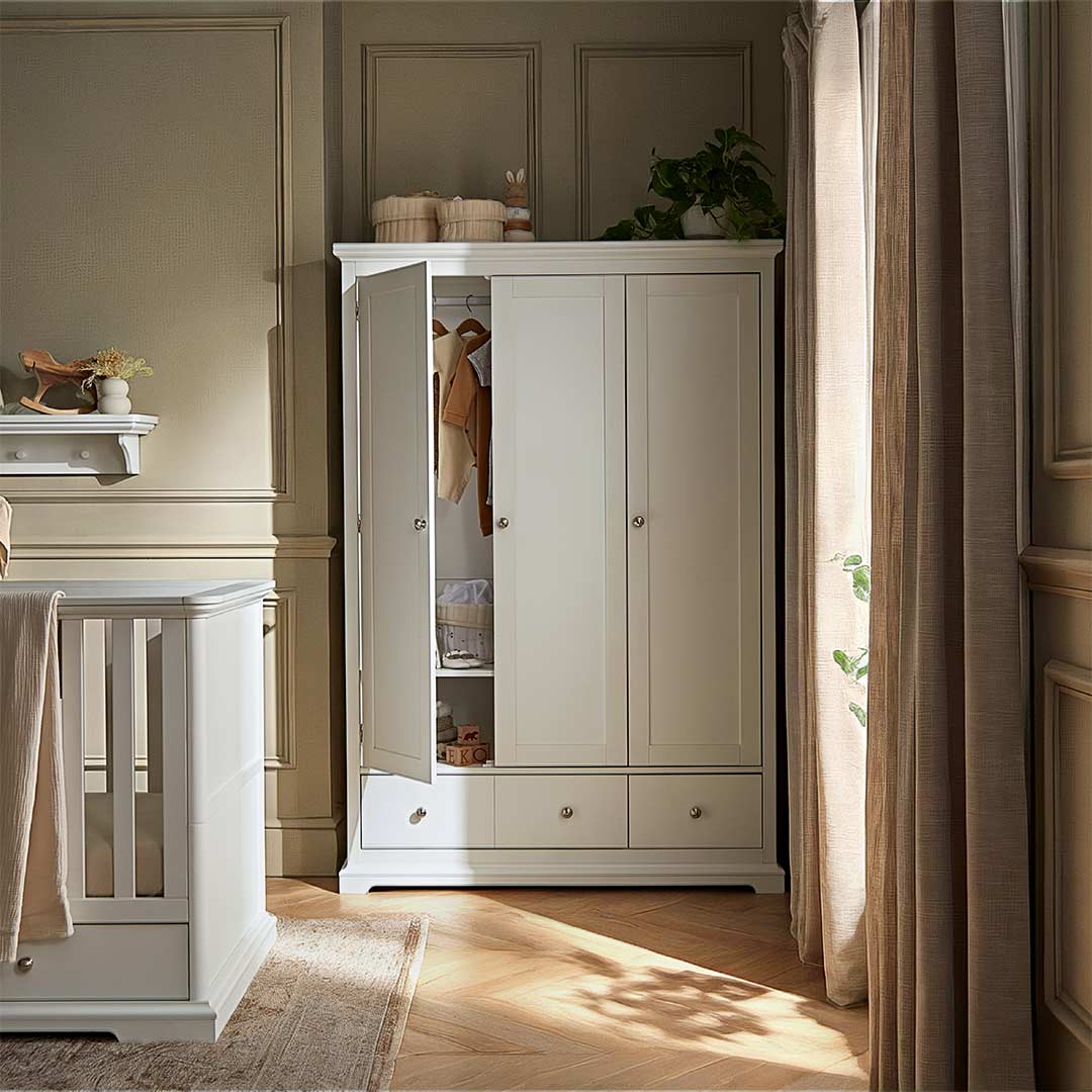 CuddleCo Beaumont Triple Wardrobe - White-Wardrobes-White- | Natural Baby Shower