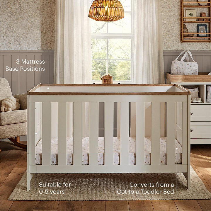 CuddleCo Burford Cot Bed - White/Oak-Cot Beds-White/Oak- | Natural Baby Shower