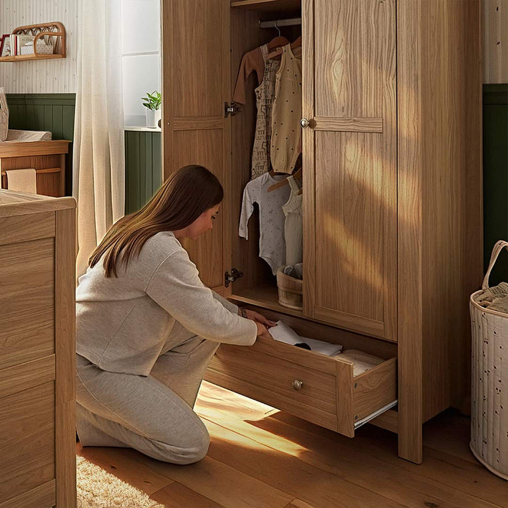 CuddleCo Burford Wardrobe - Oak-Wardrobes-Oak- | Natural Baby Shower
