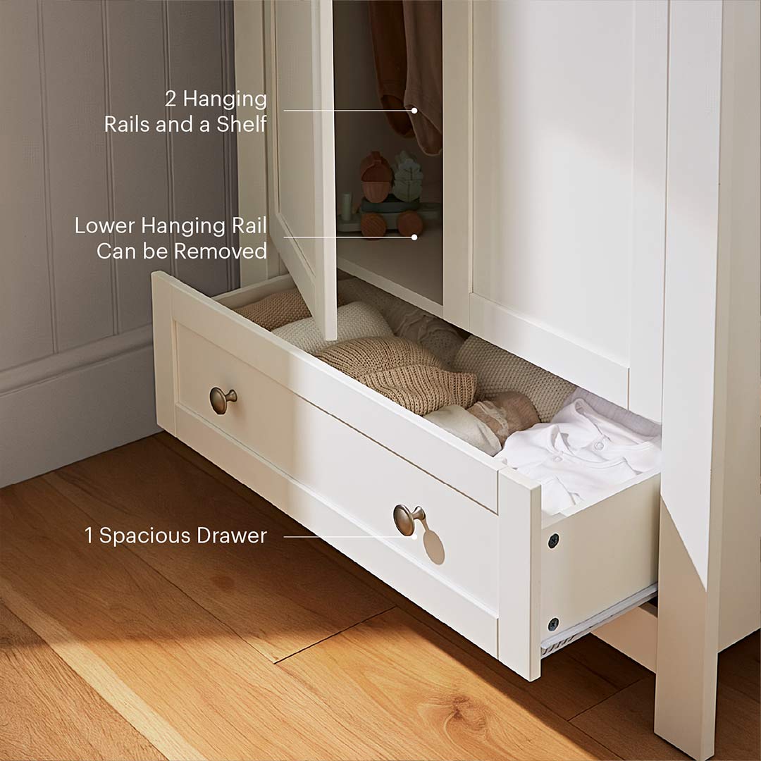 CuddleCo Burford Wardrobe - White/Oak-Wardrobes-White/Oak- | Natural Baby Shower