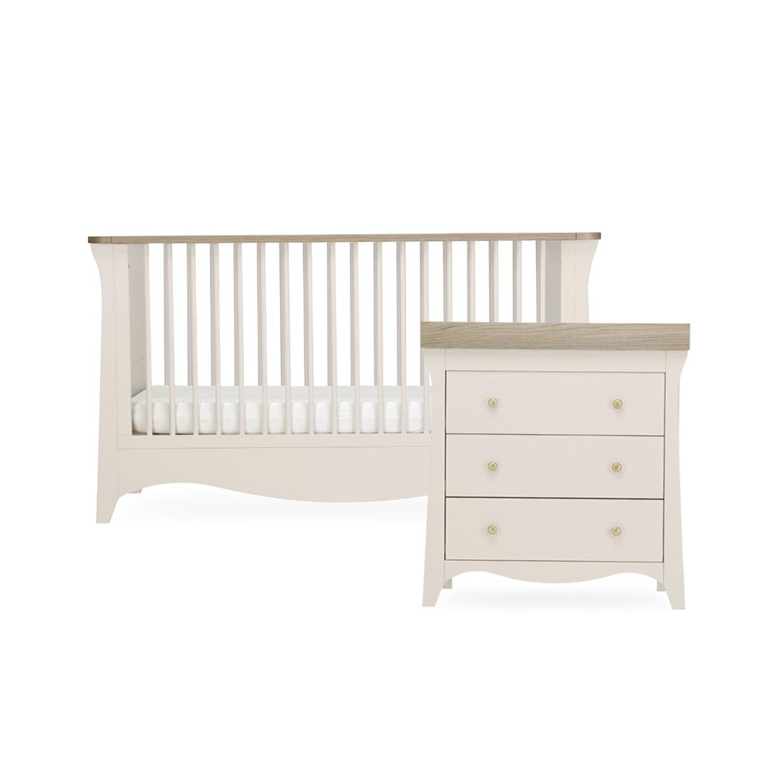 CuddleCo Clara 2 Piece Set 3-Drawer Dresser + Cot Bed  - Cashmere