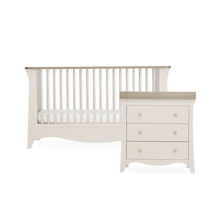 CuddleCo Clara 2 Piece Set 3-Drawer Dresser + Cot Bed  - Cashmere