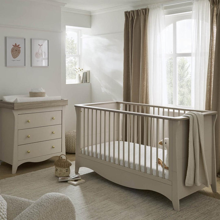 CuddleCo Clara 2 Piece Set 3-Drawer Dresser + Cot Bed  - Cashmere