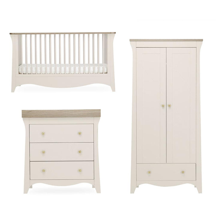 CuddleCo Clara 3 Piece Set Drawer Dresser Cot Bed + Wardrobe - Cashmere-Nursery Sets-Cashmere-No Mattress | Natural Baby Shower