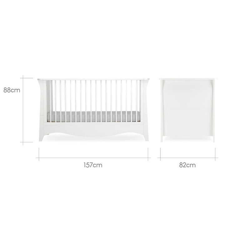 CuddleCo Clara 3 Piece Set 3-Drawer Dresser Cot Bed + Wardrobe  - White