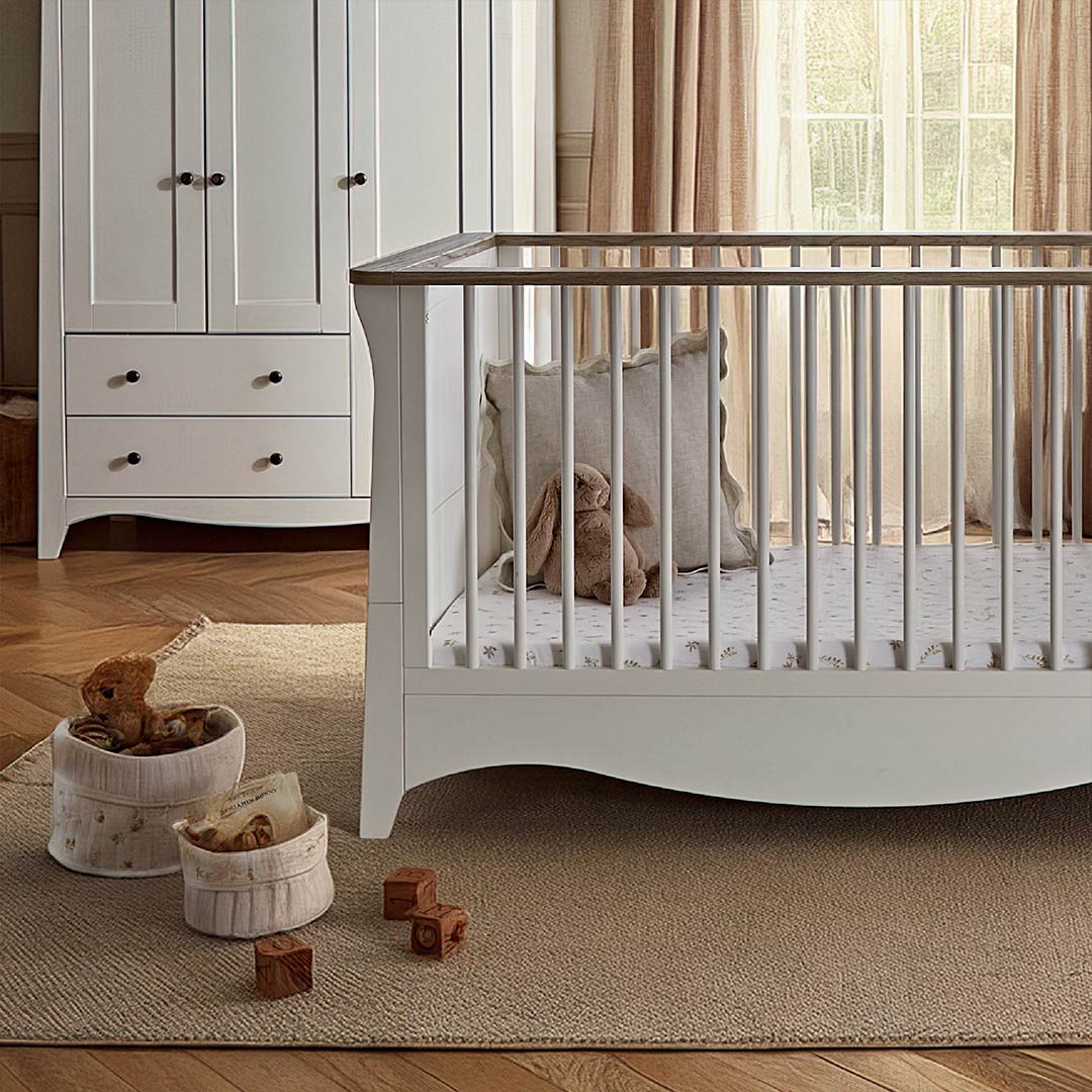 CuddleCo Clara Luxe 2pc Set - White/Ash-Nursery Sets-White/Ash- | Natural Baby Shower
