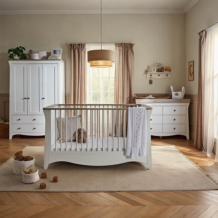 CuddleCo Clara Luxe 3pc Set - White/Ash-Nursery Sets-White/Ash- | Natural Baby Shower