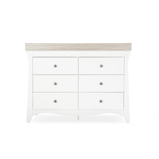 CuddleCo Clara Wide 6 Draw Dresser Changer - White/Ash-Changing Units-White/Ash- | Natural Baby Shower