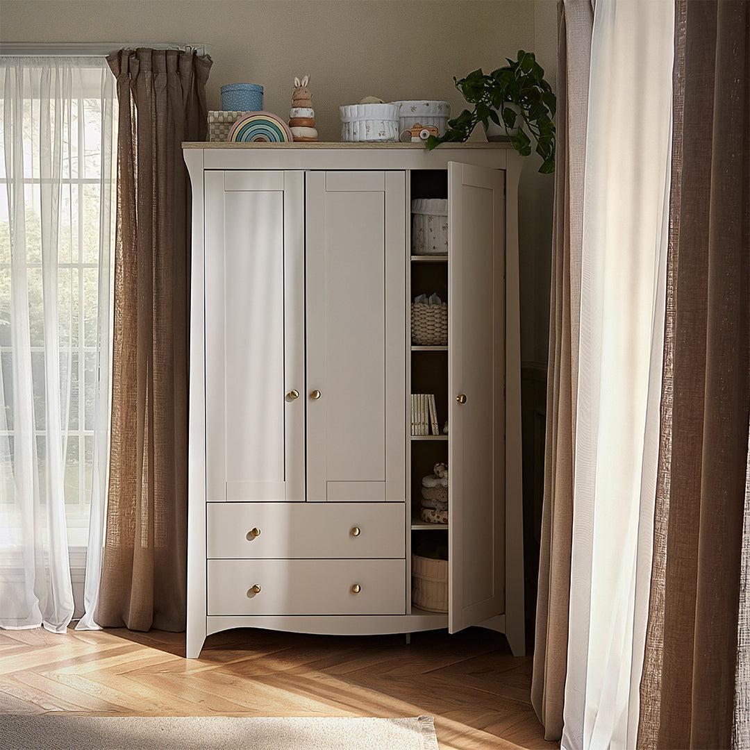CuddleCo Clara Triple Wardrobe 2 Draw - Cashmere/Ash-Wardrobes-Cashmere/Ash- | Natural Baby Shower