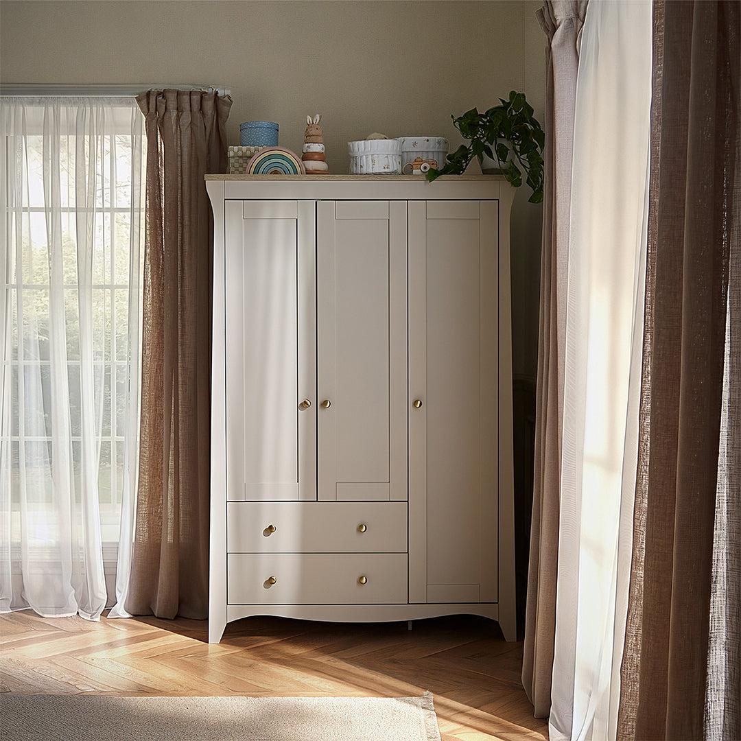 CuddleCo Clara Triple Wardrobe 2 Draw - Cashmere/Ash-Wardrobes-Cashmere/Ash- | Natural Baby Shower