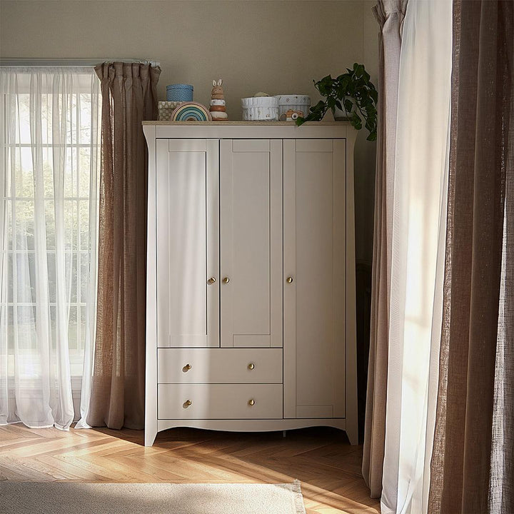 CuddleCo Clara Triple Wardrobe 2 Draw - Cashmere/Ash-Wardrobes-Cashmere/Ash- | Natural Baby Shower