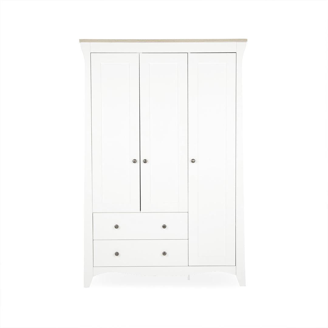 CuddleCo Clara Triple Wardrobe 2 Draw - White/Ash-Wardrobes-White/Ash- | Natural Baby Shower