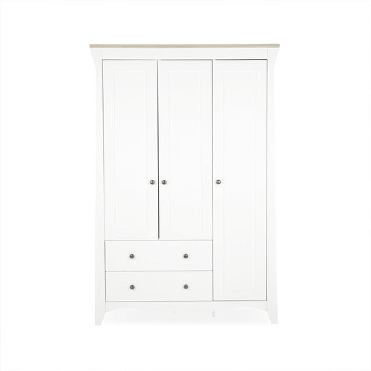 CuddleCo Clara Triple Wardrobe 2 Draw - White/Ash-Wardrobes-White/Ash- | Natural Baby Shower