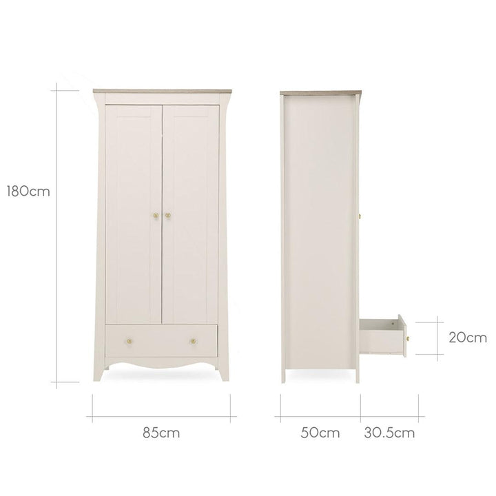 CuddleCo Clara 2-Door Double Wardrobe - Cashmere-Wardrobes-Cashmere- | Natural Baby Shower
