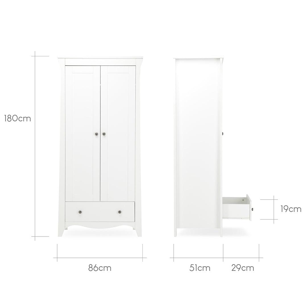 CuddleCo Clara 3 Piece Set 3-Drawer Dresser Cot Bed + Wardrobe - White-Nursery Sets- | Natural Baby Shower