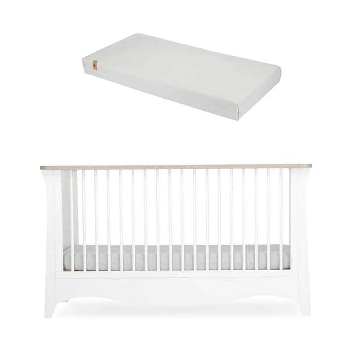 CuddleCo Clara Cot Bed - White/Ash-Cot Beds-White/Ash-Harmony Hypo Allergenic Bamboo Sprung Cot Bed Mattress | Natural Baby Shower