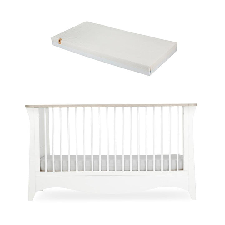 CuddleCo Clara Cot Bed - White/Ash-Cot Beds-White/Ash-Signature Hypo Allergenic Bamboo Pocket Sprung Cot Bed Mattress | Natural Baby Shower