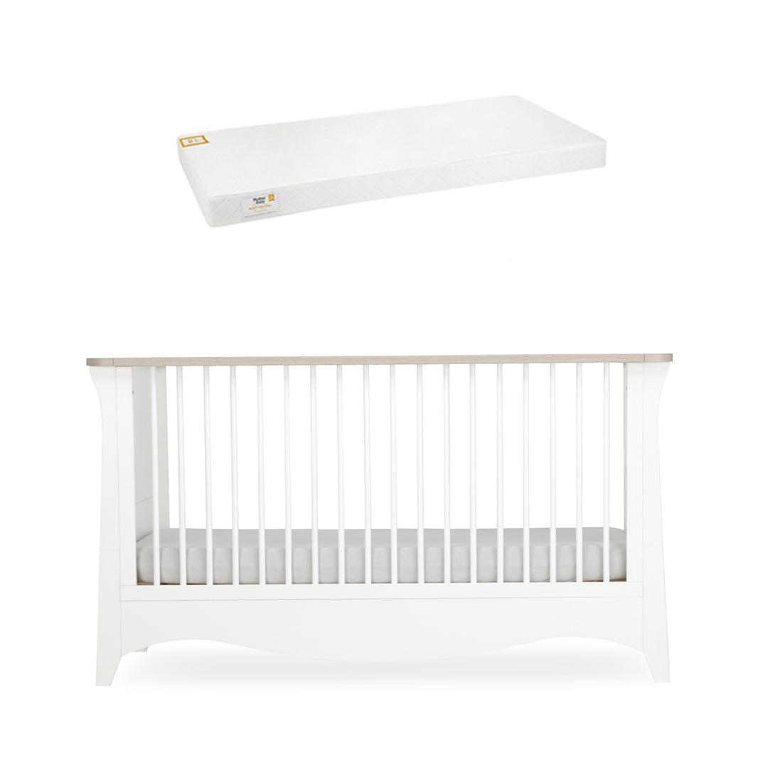 CuddleCo Clara Cot Bed - White/Ash-Cot Beds-White/Ash-Pure Gold Anti Allergy Coir Pocket Sprung Cot Bed Mattress | Natural Baby Shower