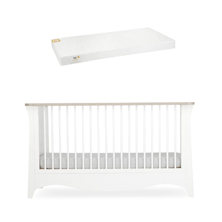 CuddleCo Clara Cot Bed - White/Ash-Cot Beds-White/Ash-Pure Gold Anti Allergy Coir Pocket Sprung Cot Bed Mattress | Natural Baby Shower