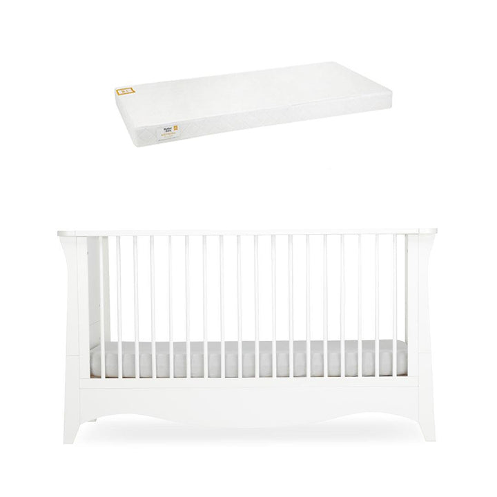 CuddleCo Clara Cot Bed - White-Cot Beds-White-Pure Gold Anti Allergy Coir Pocket Sprung Cot Bed Mattress | Natural Baby Shower