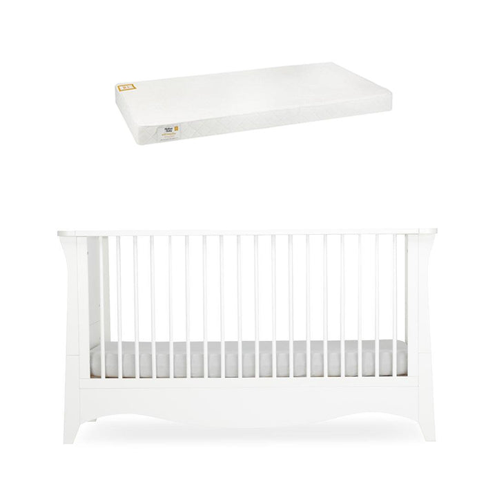 CuddleCo Clara Cot Bed - White-Cot Beds-White-White Gold Anti Allergy Pocket Sprung Cot Bed Mattress | Natural Baby Shower