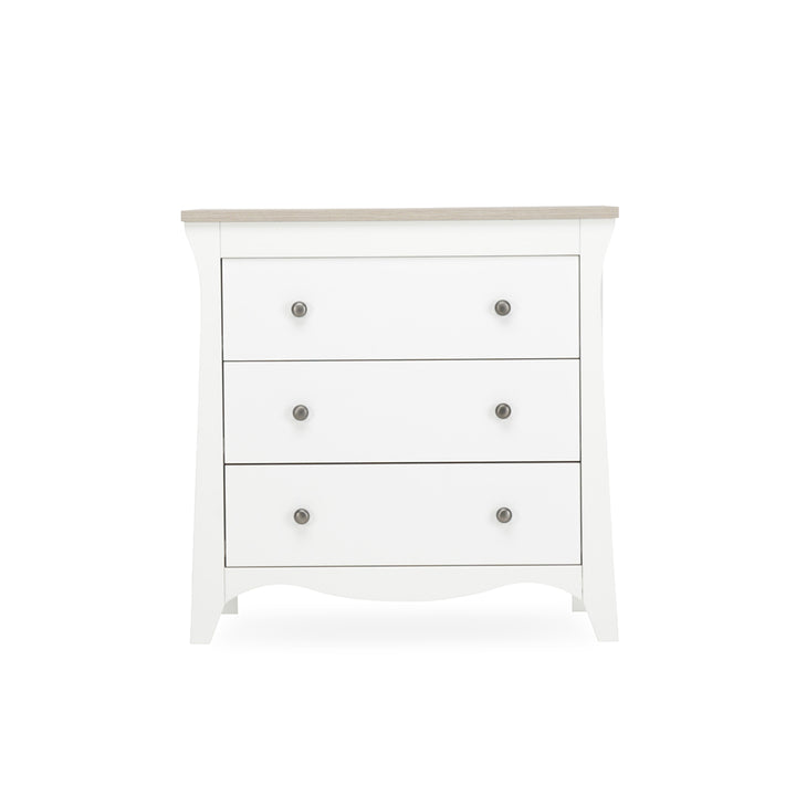 CuddleCo Clara 3-Drawer Dresser + Changer - White/Ash
