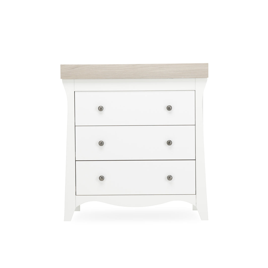 CuddleCo Clara 3-Drawer Dresser + Changer - White/Ash