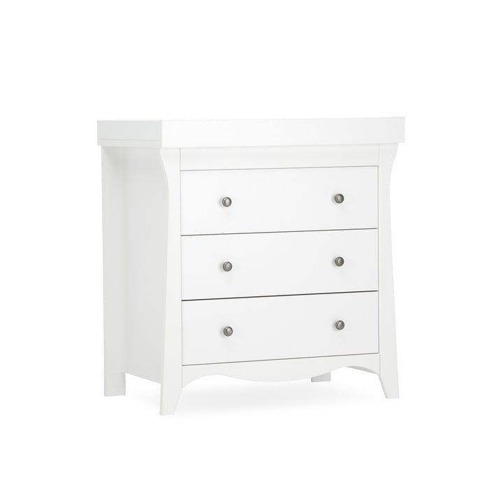 CuddleCo Clara 3 Piece Set 3-Drawer Dresser Cot Bed + Wardrobe  - White