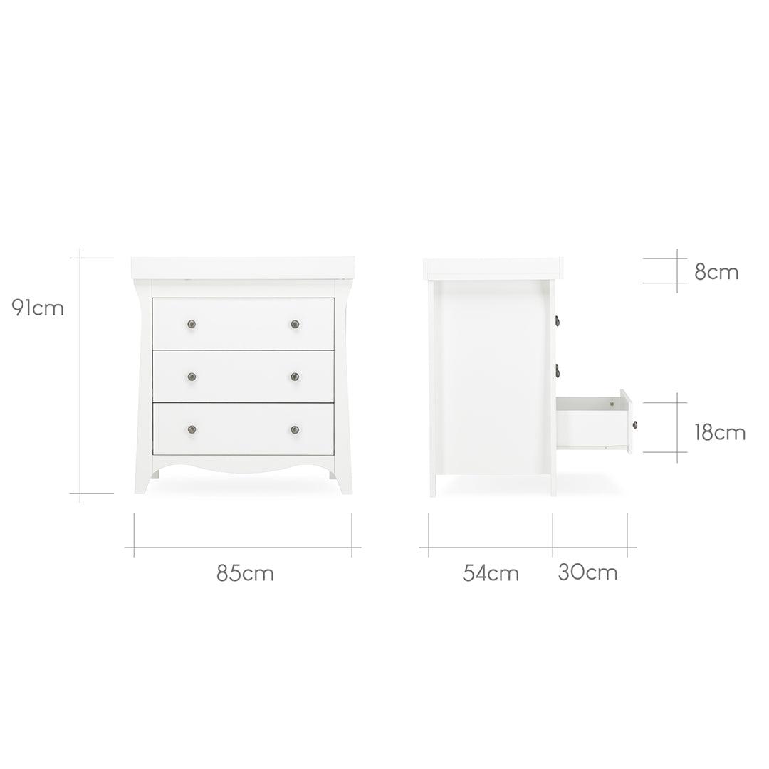 CuddleCo Clara 3 Piece Set 3-Drawer Dresser Cot Bed + Wardrobe - White-Nursery Sets- | Natural Baby Shower