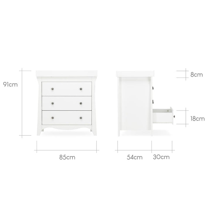 CuddleCo Clara 3 Piece Set 3-Drawer Dresser Cot Bed + Wardrobe - White-Nursery Sets- | Natural Baby Shower