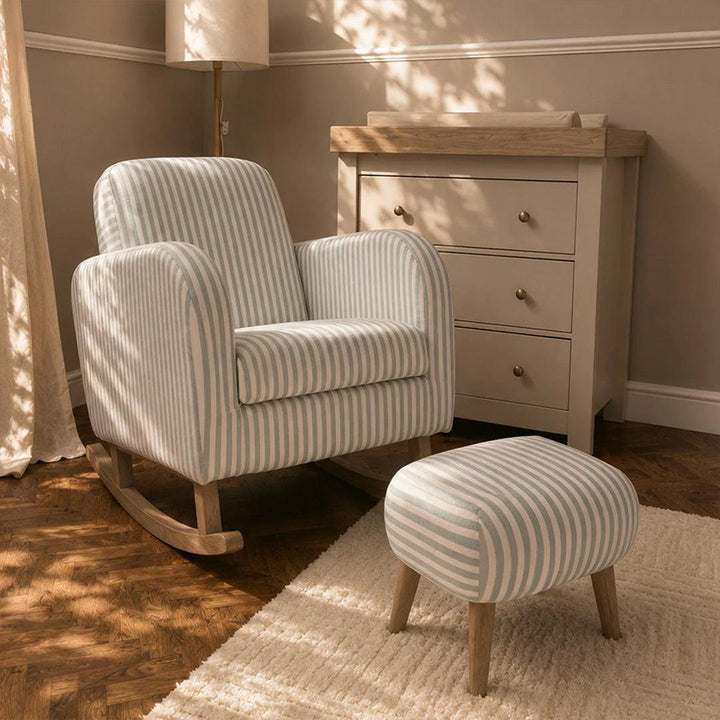CuddleCo Etta Footstool - Sea Salt Stripe-Footstools-Sea Salt Stripe-One Size | Natural Baby Shower