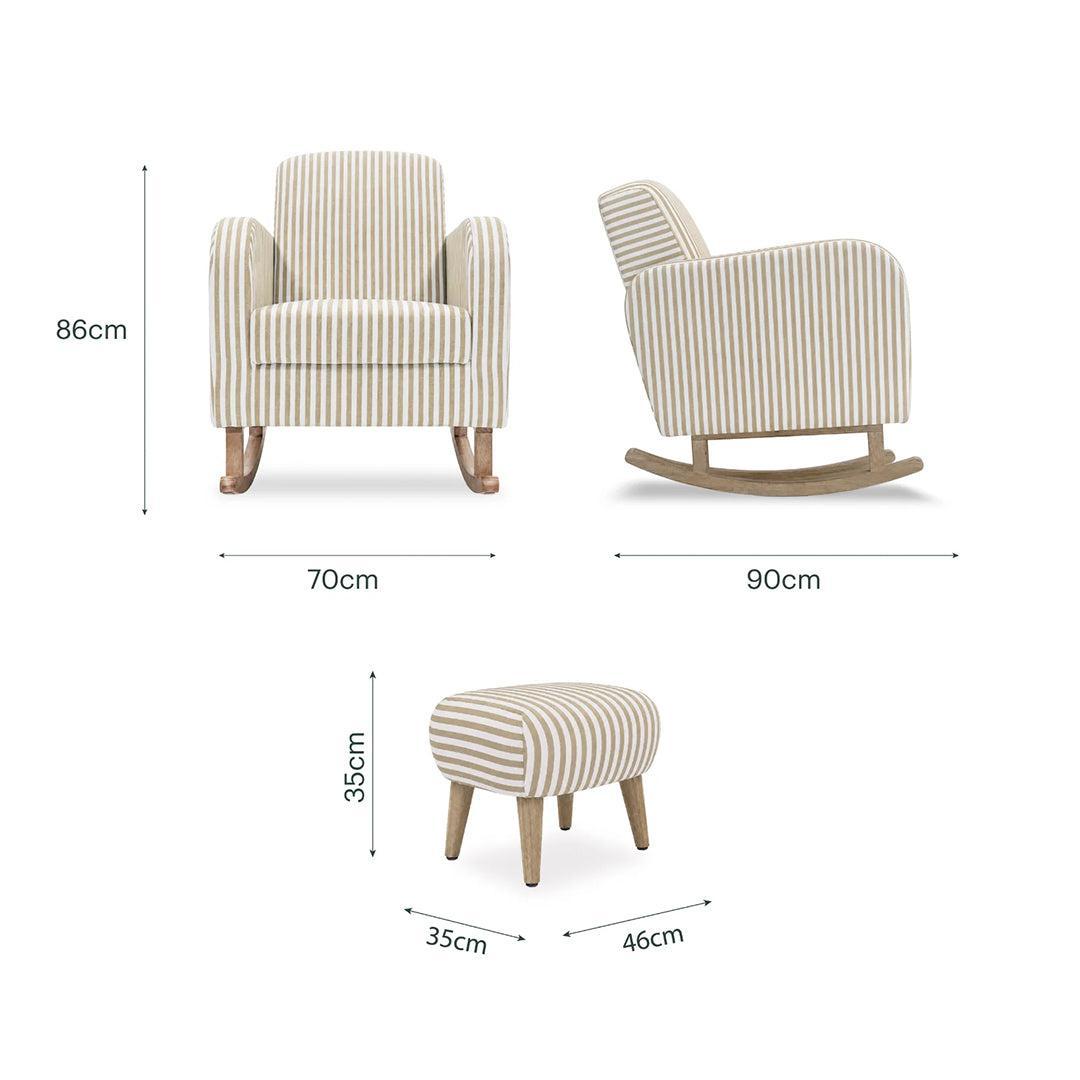 CuddleCo Etta Nursing Chair & Footstool - Beach Stripe-Feeding Chairs-Beach Stripe-One Size | Natural Baby Shower