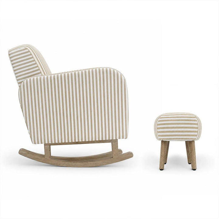 CuddleCo Etta Nursing Chair & Footstool - Beach Stripe-Feeding Chairs-Beach Stripe-One Size | Natural Baby Shower