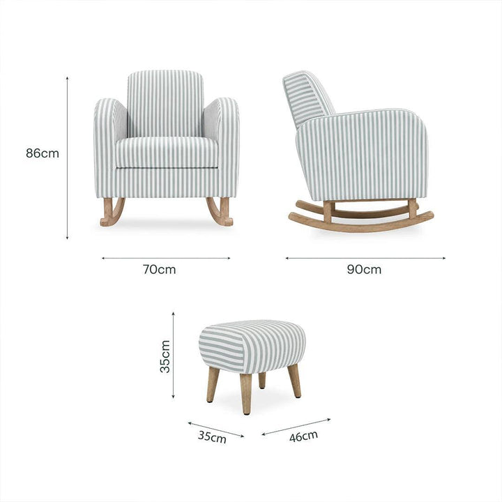 CuddleCo Etta Nursing Chair & Footstool - Sea Salt Stripe-Feeding Chairs-Sea Salt Stripe-One Size | Natural Baby Shower