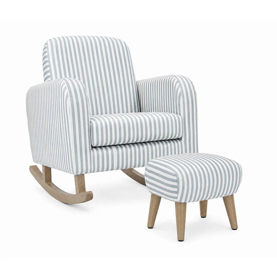 CuddleCo Etta Nursing Chair & Footstool - Sea Salt Stripe-Feeding Chairs-Sea Salt Stripe-One Size | Natural Baby Shower