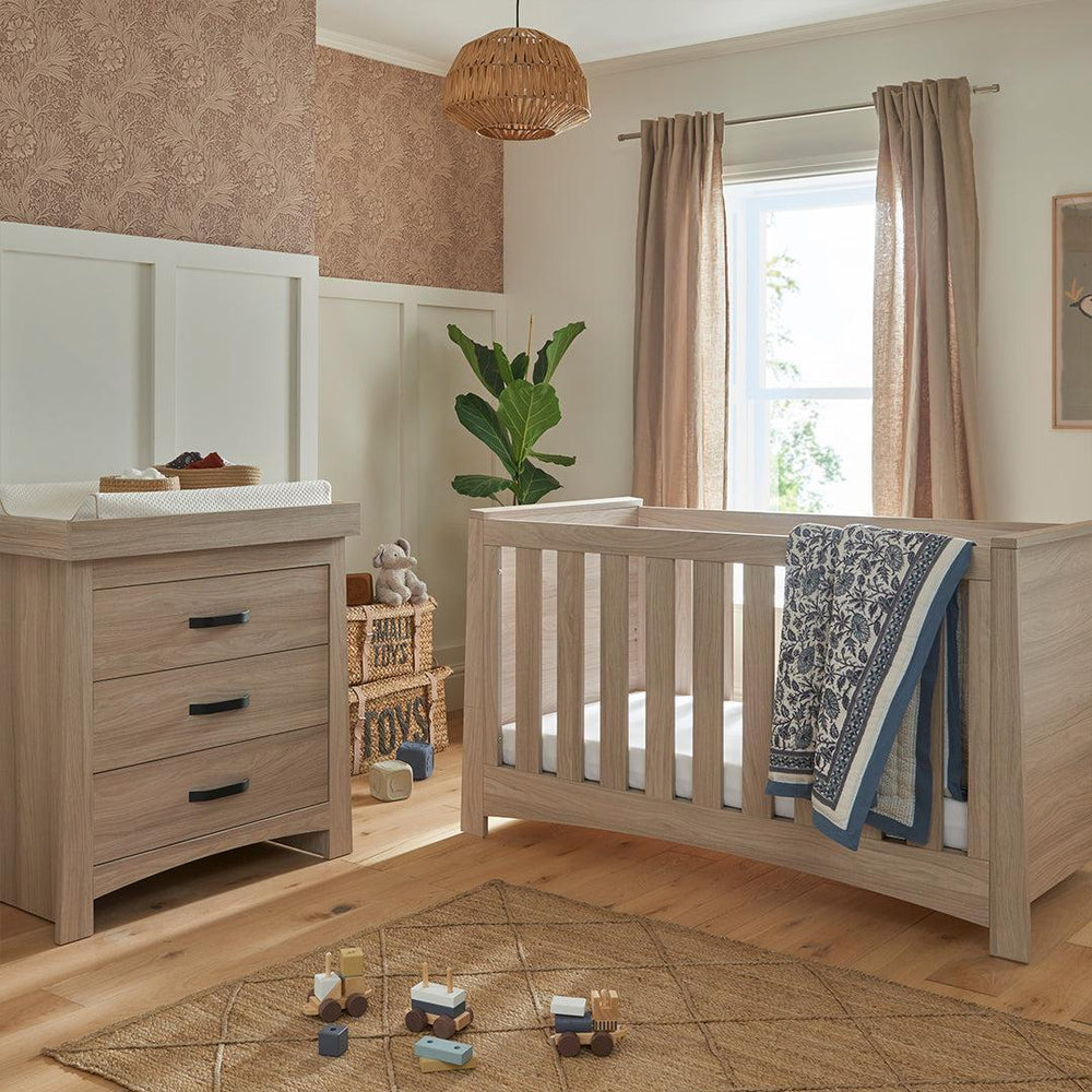 CuddleCo Isla 2pc Set Dresser Changer and Cot Bed - Ash-Nursery Sets-Ash-One Size | Natural Baby Shower